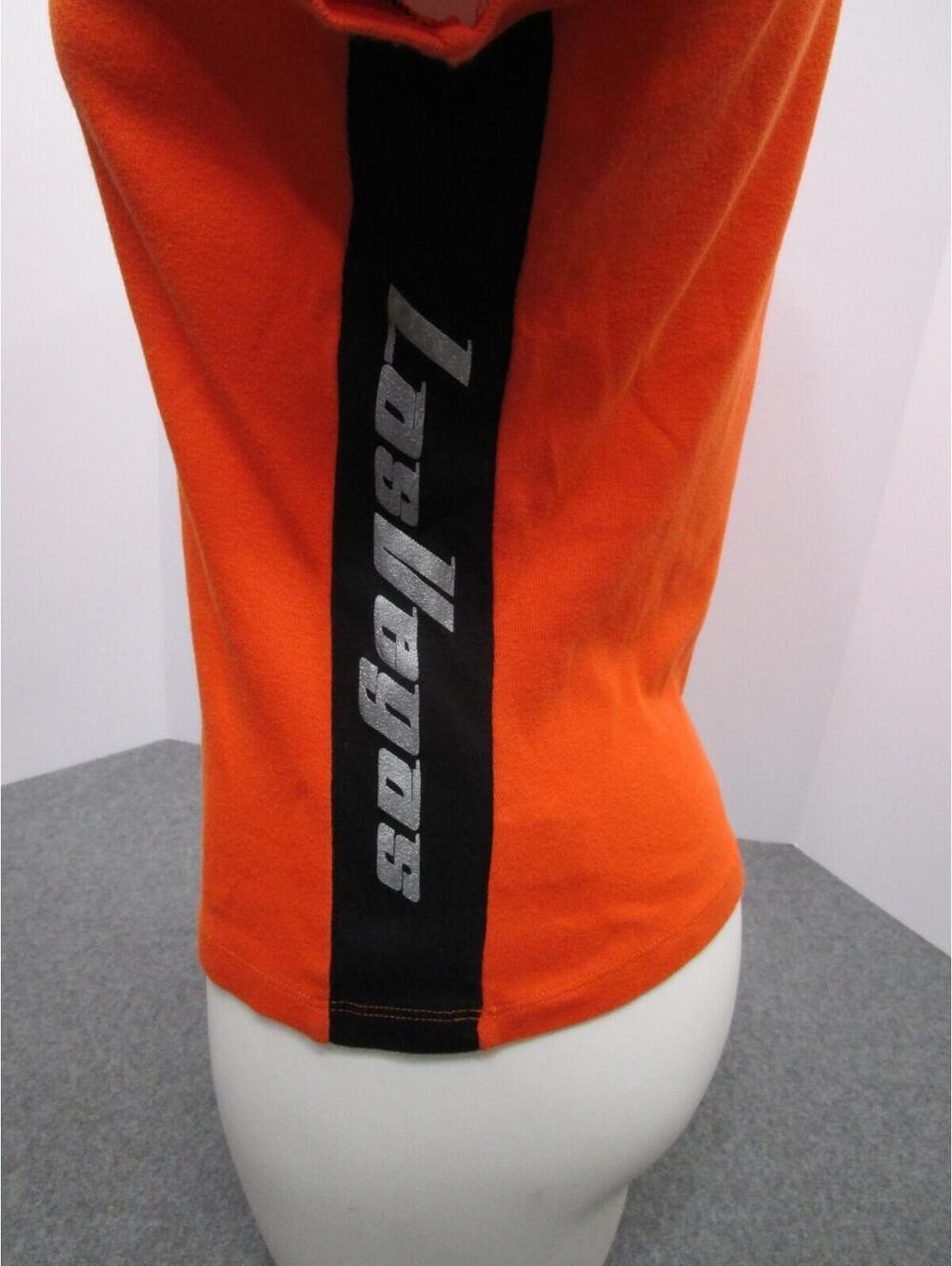 Harley Davidson Wmn's Shirt Size XL Late Vintage 90'S  Orange Black Side Insert - Picture 3 of 9
